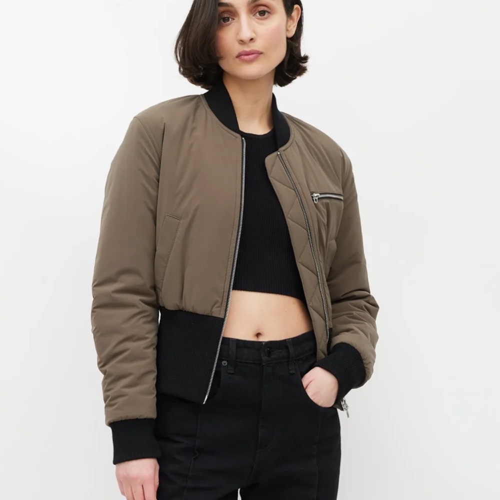 T ALEXANDER WANG BLACK CROPPED BOMBER JACKER 4 - Picture 2 of 14